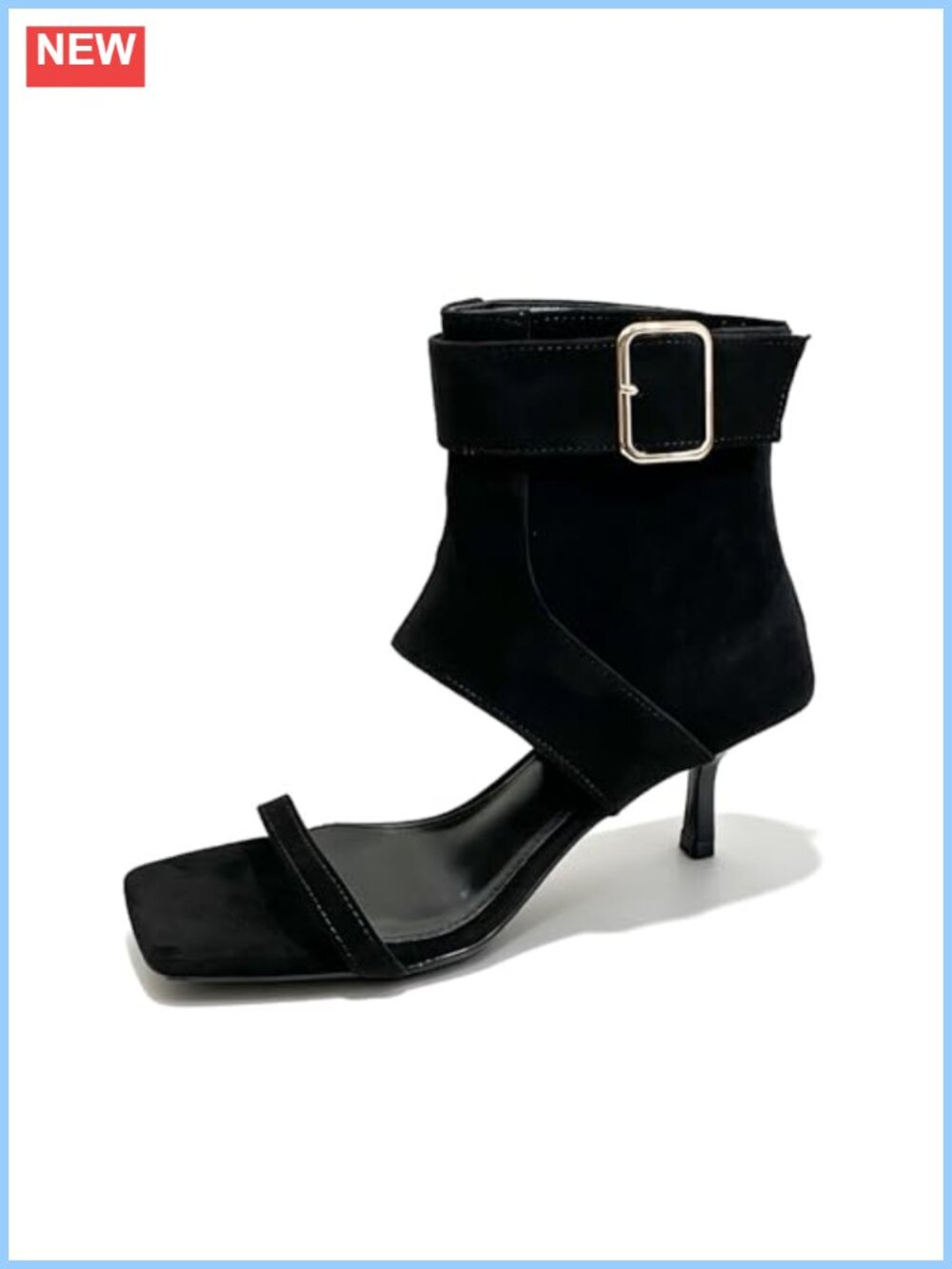 Suede High Top Stiletto Gladiator Sandals Square Toe Zipper Ankle Strap Heels